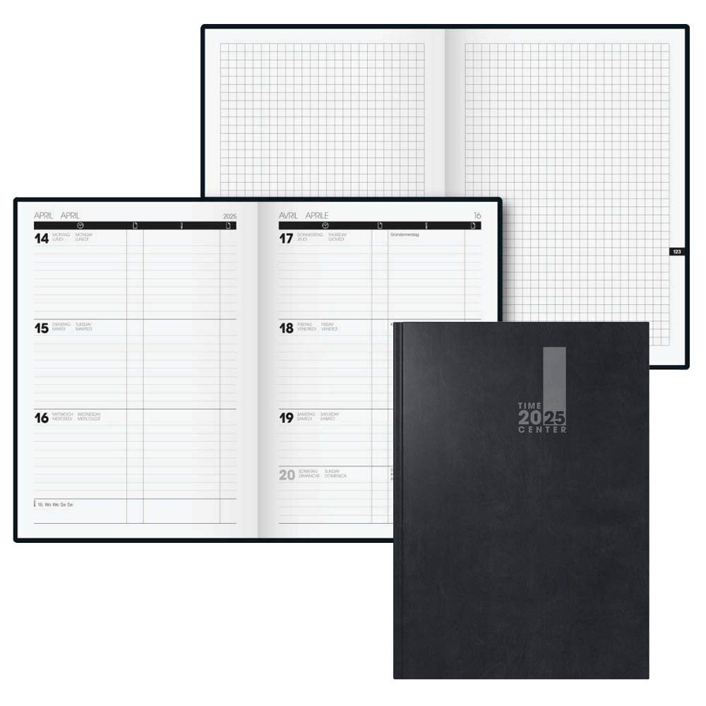 BRUNNEN Buchkalender TIME CENTER 2025 schwarz >>
