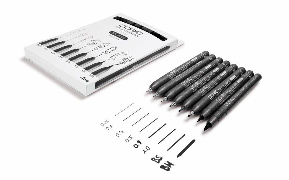 COPIC® Multiliner Fineliner schwarz 0.05 + 0.1 + 0.3 + 0.5 + 0.8 + 1.0 ...