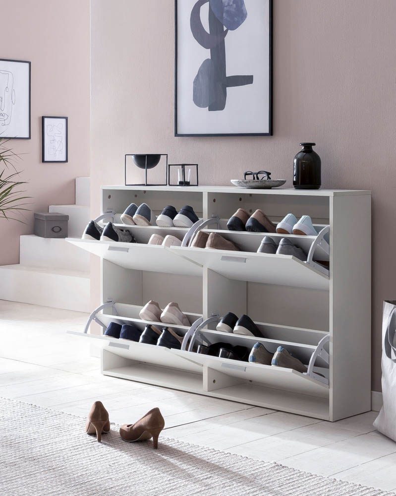 WOHNLING Schuhschrank, WL5.829 weiß 4 Fachböden 120,0 x 24,0 x 81,0 cm >> büroshop24 WOHNLING Schuhschrank, WL5.829 weiß 4 Fachböden 120,0 x 24,0 x 81,0 cm >> büroshop24