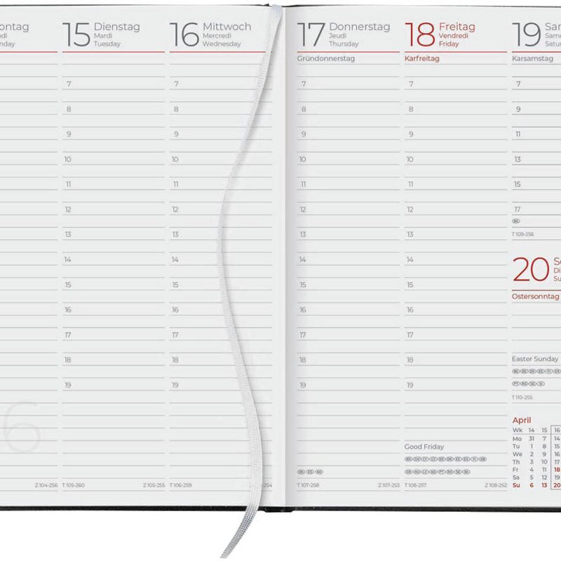 ZETTLER KALENDER Buchkalender Wochenplaner 2025 schwarz >>
