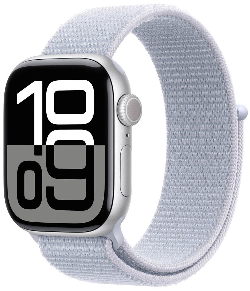 Apple Watch Series 10 42 mm Aluminium GPS Sport Loop blaue Wolke silber