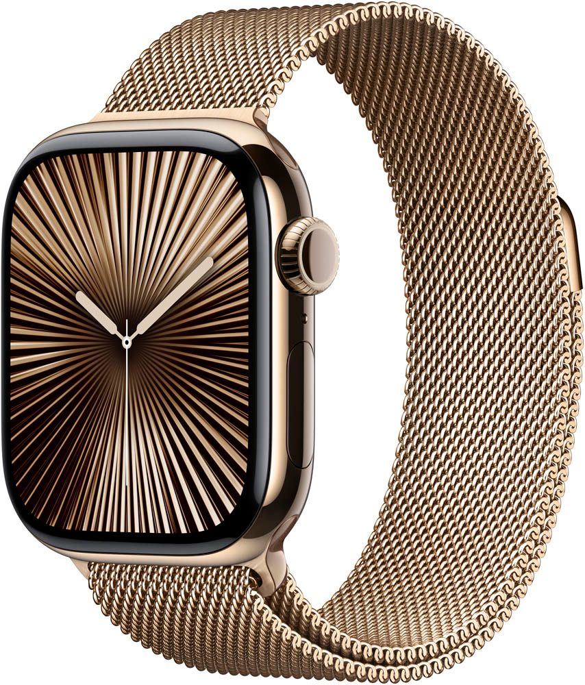 Apple Watch Series 10 42 mm Titan GPS Cellular Milanaise Armband S M gold buroshop24