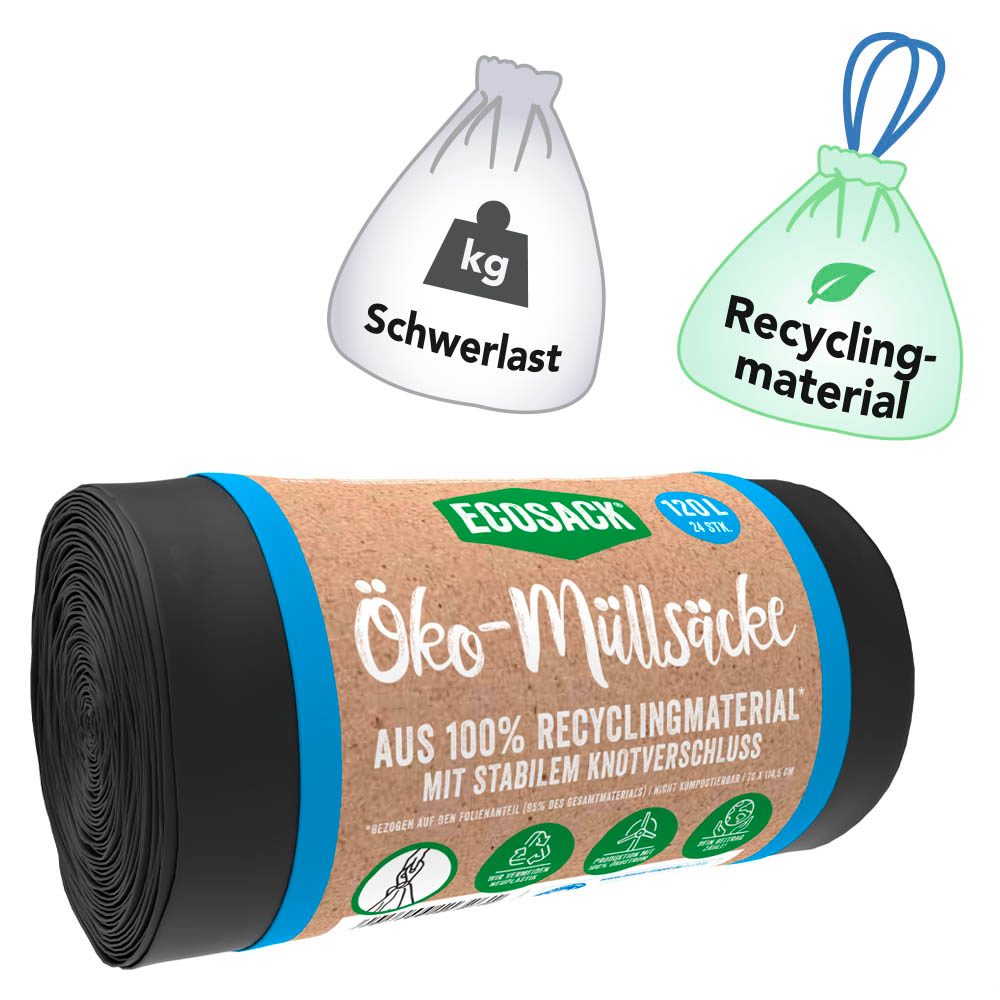 ECOSACK® ÖkoSchwerlastsäcke 120,0 l schwarz 35 µm, 24 St. >>